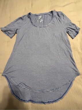 Maurices Blue and White Striped Scoop Neck Tee